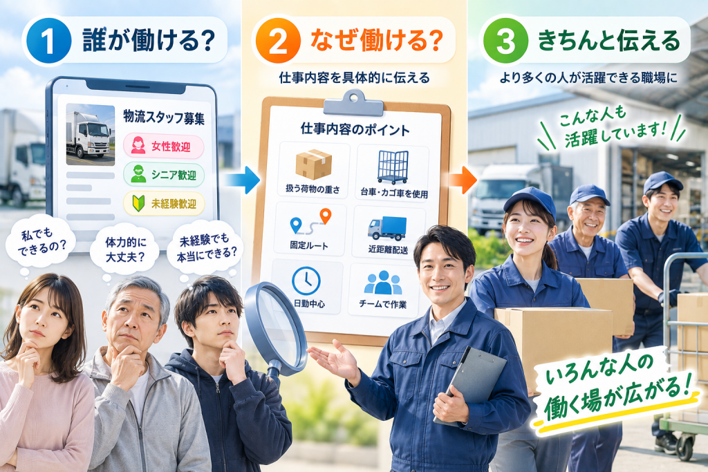 「女性・シニア歓迎」と書くだけでは応募は増えない？物流業界の採用ターゲットを広げる求人設計